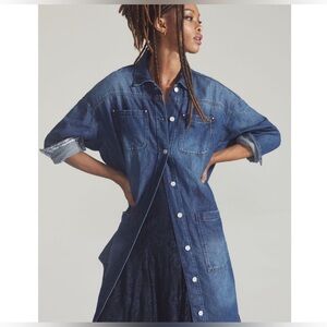 Anthropologie Pilcro Draped Denim Duster Jacket